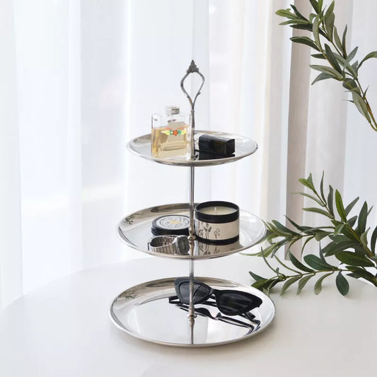 1Pc 2/3 Layer Detachable Cake Stand Stainless Steel Sundries Display Holder Fruit Snack Candy Tray