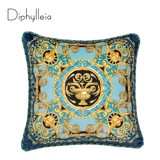 Diphylleia Home Decorative Medusa Pillowcase Italian Velvet Gold Floral Print Sofa Chair Living Room Cushion Cover Top Luxury