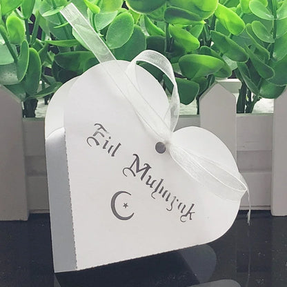 10/50/100pcs Heart Eid Mubarak Candy Box Favor Gift Box DIY Paper Happy Islamic Muslim al-Fitr Eid Ramadan Decor Party Supplies