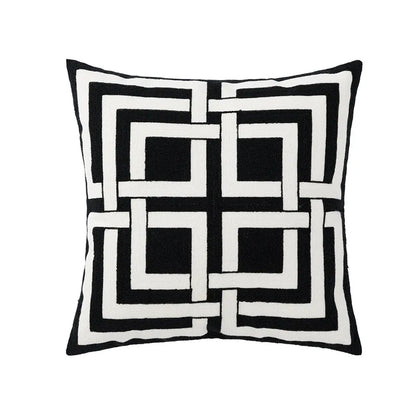 Home Decor Cushion Cover Black Grey 45x45cm Geometric Embroidery Pillow Cover Soft Cozy for living Room Bed Room