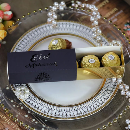 10pcs Eid Mubarak Box Candy Box Ramadan Kareem Favor Gift Boxes DIY Islamic Muslim Festival Happy Al-Fitr Eid Party Decoration