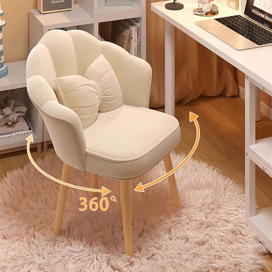 360° Rotatable Lounge Chair Comfortable and Simple Manicure Petal Dining Chair Light Luxury Girls' Bedroom Dresser Stool Chair