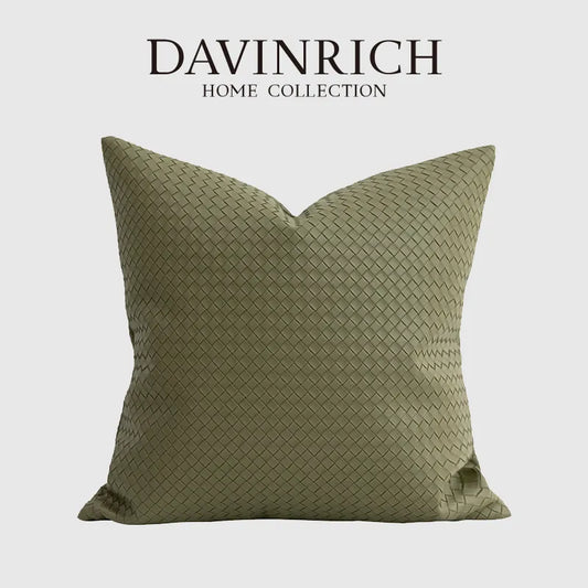 DAVINRICH BV Style Geometric Faux Leather Hide Throw Pillow Cushion Cover Modern Luxury Pillowcase For Italian Hotel Living Room