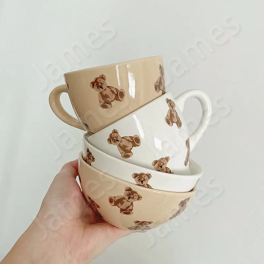 Nordic White Simple Ceramics Mug Modern Ceramic Bowl and Cup Breakfast Milk Cups Oatmeal Bowl Ice Cream Bowls Couple Tableware