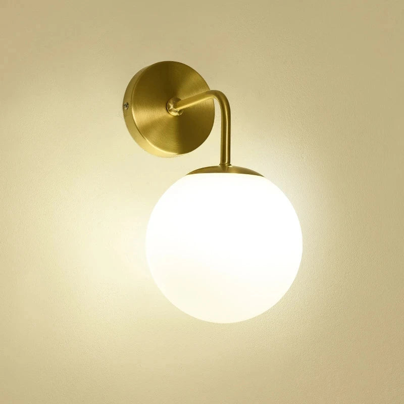 Nordic Wall lamp Golden Wall Lights With Milky/Clear Special Glass Round Ball Bedside Led Wall Lights In Bedroom