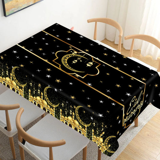 Eid Mubarak Tablecloths Ramadan Decoration for Home 2024 Islamic Muslim Party Decor Ramadan Tableware Supplies Eid Al Adha Gift