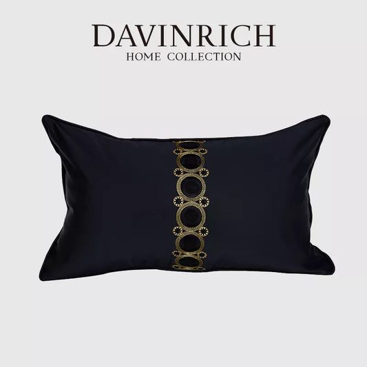 DAVINRICH Italian Geometry Embroidered Pillow Set Luxury Satin Velvet Blended  Lumbar Pillow Covers For Modern Home Hotel Decor