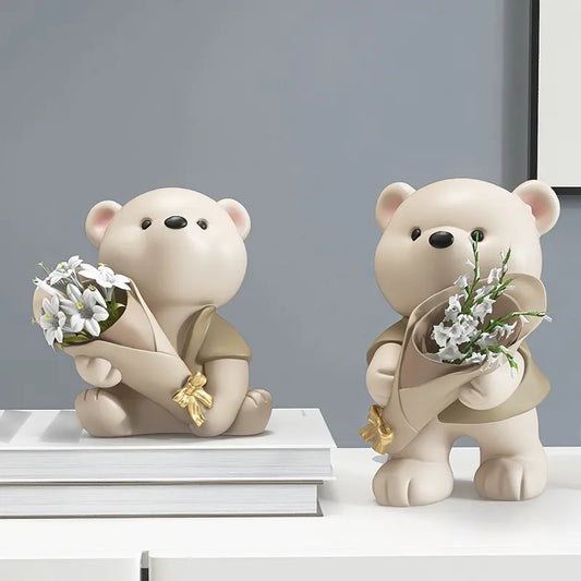 Creative Statue Bear Decorations Home accessories Living Room TV Cabinets Hallway Flower Arrangements Vases Housewarming Gifts