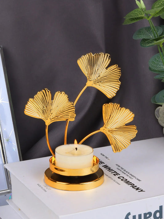 1pc Nordic Iron Candlestick Ins Iron Ginkgo Leaf Candlestick Simple European Single Cup Candlestick Decoration